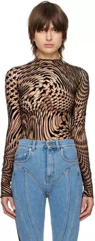 Черная водолазка с воротником из флока Mugler