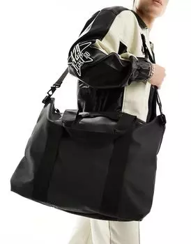Черная водонепроницаемая большая сумка-тоут унисекс Rains Tote с ремешком через плечо