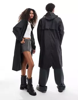Черная водонепроницаемая длинная куртка унисекс Rains 18360
