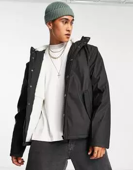 Черная водоотталкивающая куртка-парка с подкладкой из шерсти ASOS DESIGN ASOS DESIGN