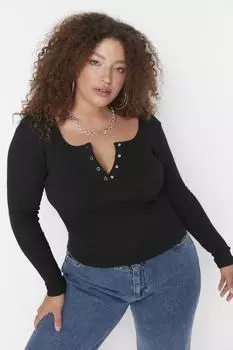 Черная вязаная блузка Trendyol, черный