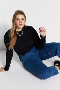 Черная вязаная блузка Trendyol, черный