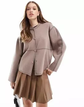 Черная вязаная куртка-бомбер с контрастной строчкой YAS