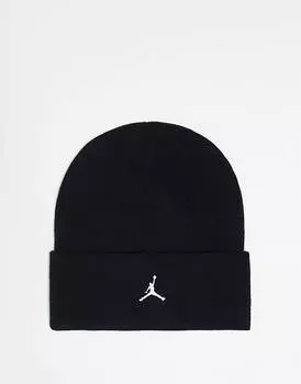Черная вязаная шапка Jordan – с логотипом