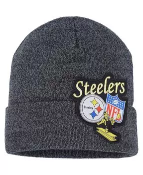 Черная вязаная шапка с логотипом и манжетами для юношей Pittsburgh Steelers XL Mitchell & Ness