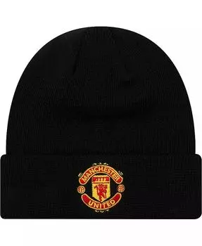 Черная вязаная шапка с манжетами для мальчиков и девочек Manchester United Essential New Era, черный