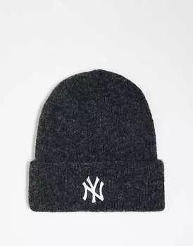 Черная вязаная шапка с широкими манжетами New Era New York Yankees