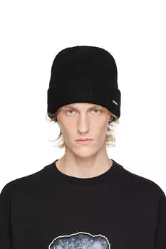 Черная вязаная шапка We11done