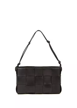 Черная вязаная женская кожаная сумка через плечо с текстурой Bottega Veneta