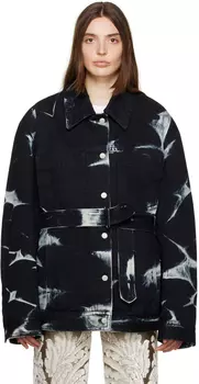 Черная выбеленная джинсовая куртка Dries Van Noten