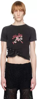 Черная выцветшая футболка PONDER.ER