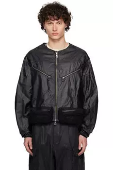 Черная выпуклая куртка-бомбер без воротника Andersson Bell
