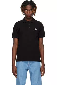 Черная вышитая рубашка-поло Kenzo Paris «KENZO Happy Tiger»