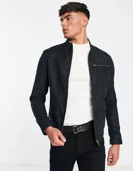 Черная замшевая байкерская куртка Jack & Jones Essentials