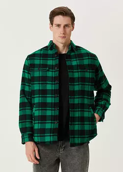 Черная зеленая шерстяная верхняя рубашка в клетку с рисунком Polo Ralph Lauren