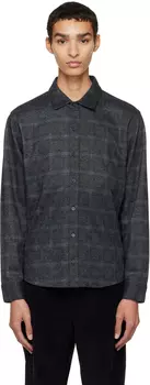 Черная жаккардовая рубашка в шотландскую клетку Vince