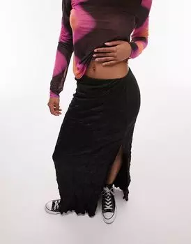 Черная жатая юбка макси Topshop