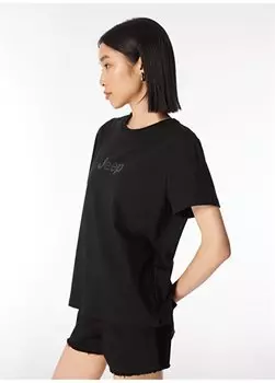 Черная женская базовая футболка с круглым вырезом с принтом J4SL-TST7029 Jeep, черный