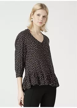 Черная женская блузка со свободным воротником Limon