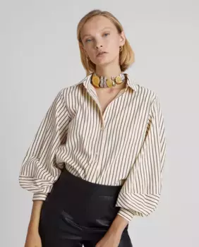 Черная женская блузка в необработанную полоску Simorra, мультиколор