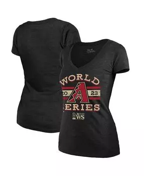 Черная женская футболка Arizona Diamondbacks 2023 World Series Contact Tri-Blend с v-образным вырезом Majestic, черный