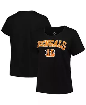 Черная женская футболка больших размеров с аркой и логотипом Cincinnati Bengals Fanatics, черный