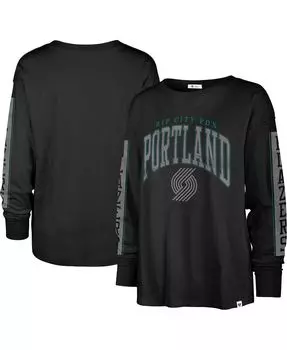 Черная женская футболка Portland Trail Blazers City Edition SOA с длинным рукавом '47 Brand, черный