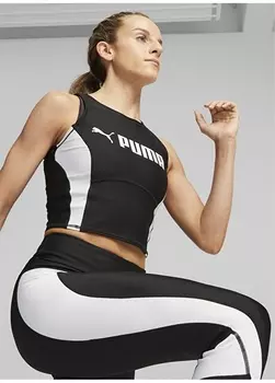 Черная женская футболка Regular Fit с круглым воротником Puma