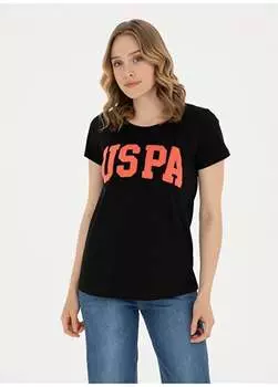 Черная женская футболка с круглым вырезом GEAN24 U.S. Polo Assn., черный