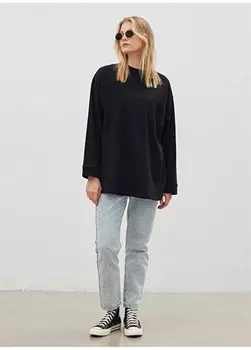 Черная женская футболка с круглым вырезом L241623001-Футболка с длинным рукавом Lee, черный