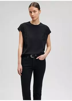 Черная женская футболка с круглым вырезом M1612301-900-CREW NECK COMDED DREAM Mavi, черный