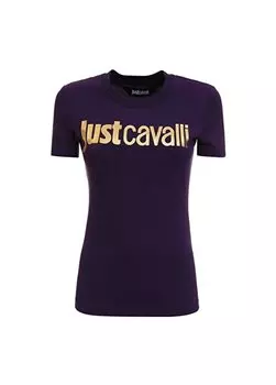 Черная женская футболка с круглым вырезом с принтом 75PAHT00 Just Cavalli, черный