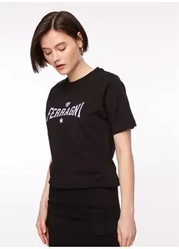 Черная женская футболка с круглым вырезом с принтом 75CBHT03 Chiara Ferragni, черный