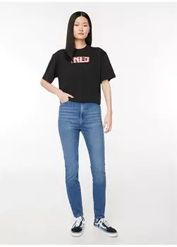Черная женская футболка с круглым вырезом с принтом 236J1702 Karl Lagerfeld Jeans, черный