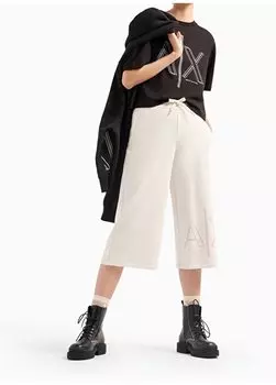 Черная женская футболка с круглым вырезом с принтом 3DYT06 Armani Exchange, черный