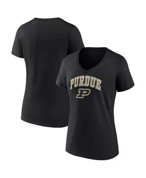 Черная женская футболка с v-образным вырезом и фирменным логотипом Purdue Boilermakers Evergreen Campus Fanatics, черный