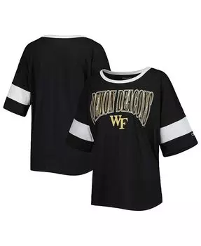 Черная женская футболка в полоску с короткими рукавами Wake Forest Demon Deacons Jumbo Arch Champion, черный