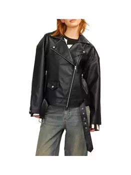 Черная женская кожаная куртка JJXX