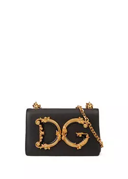 Черная женская кожаная сумка через плечо dg girls Dolce&Gabbana