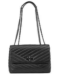 Черная женская кожаная сумка через плечо kira chevron Tory Burch