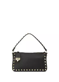 Черная женская кожаная сумка через плечо rockstud Valentino Garavani