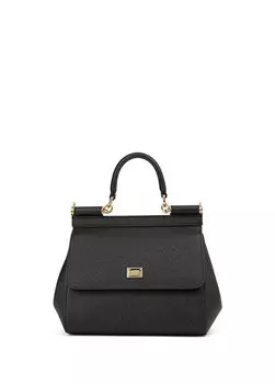 Черная женская кожаная сумка через плечо sicily среднего размера Dolce&Gabbana