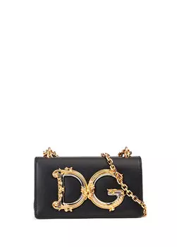 Черная женская кожаная сумка dg girls Dolce&Gabbana