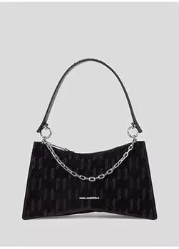 Черная женская кожаная сумка на плечо 31X165X9 см 236W3046999 Karl Lagerfeld, черный