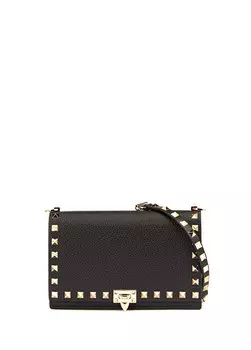 Черная женская кожаная сумка rockstud Valentino Garavani