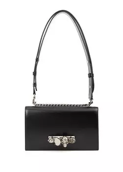 Черная женская кожаная сумка с драгоценными камнями Alexander McQueen