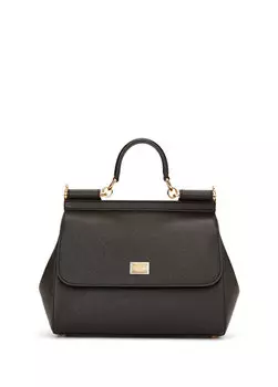 Черная женская кожаная сумка sicily Dolce&Gabbana