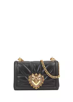 Черная женская кожаная сумка среднего размера devotion Dolce&Gabbana