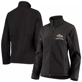 Черная женская куртка из софтшелла Baltimore Ravens с молнией во всю длину