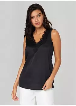 Черная женская майка с круглым вырезом B00065 Faik Snmez, черный